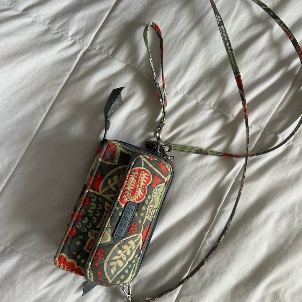 Vera Bradley Coral, Green, and Grey Bag with Floral Print